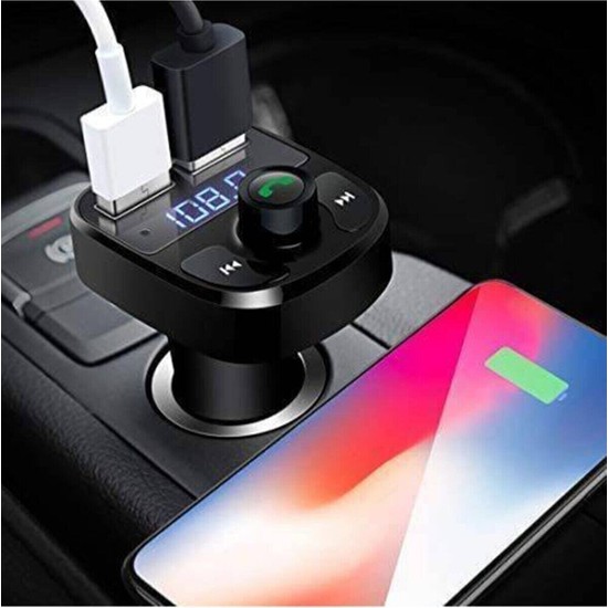 All Avcill Car X8 Araç Fm Transmitter 5.0 Bluetooth Araç Kiti USB Mp3 Sd Kart Çakmaklık Girişli Oto Müzik Çalar