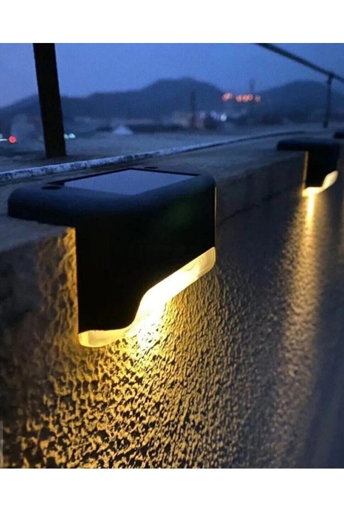 Siyah BiTon Toptan 2 Adet Köşebent Merdiven Veranda Solar Güneş Enerjili Bahçe Led Lamba Dekor Bahçe Balkon Aydınlatma BC-5970170-1760