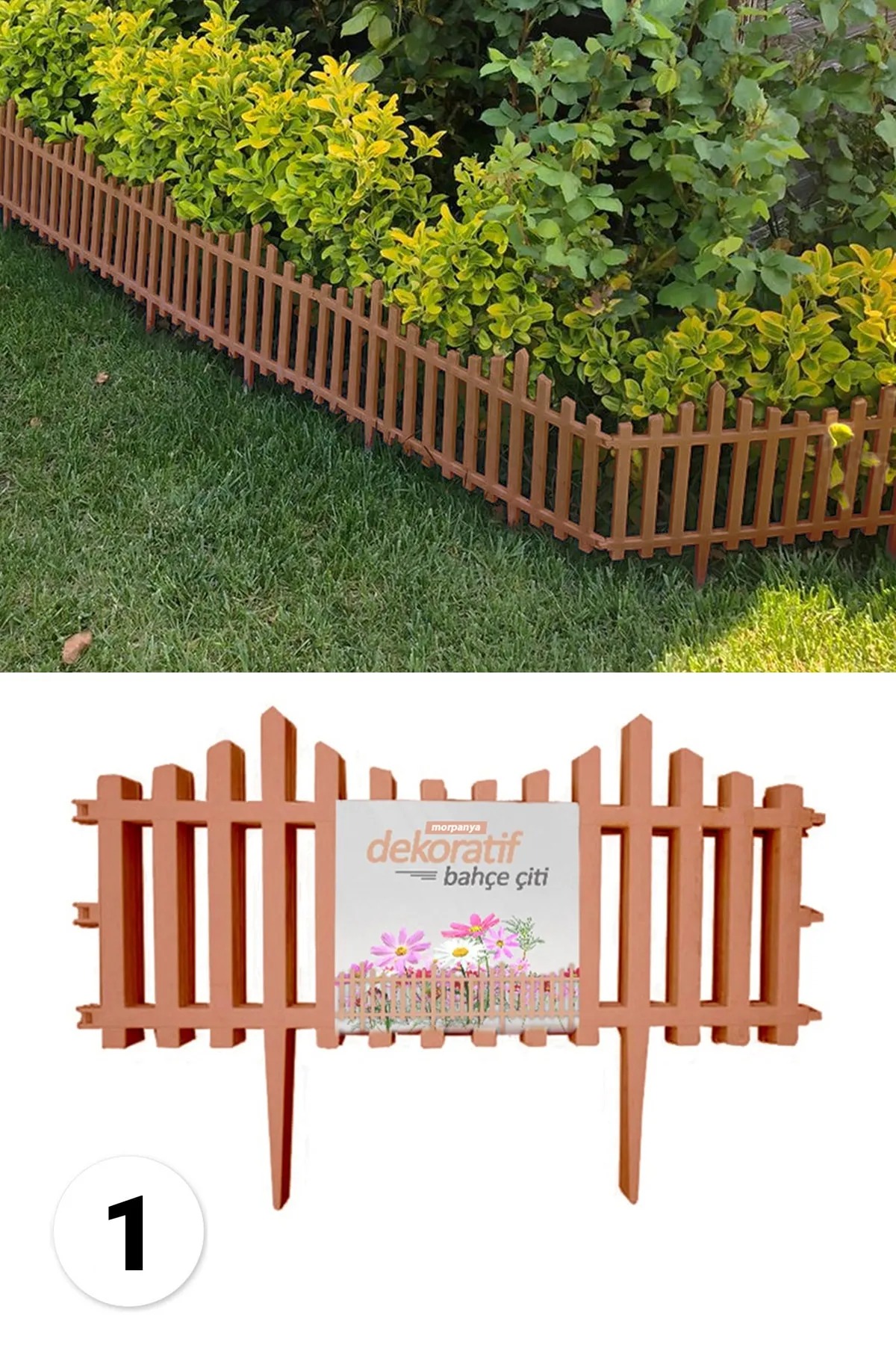 Morpanya Dekoratif Bahçe Çiti Plastik Çit Peyzaj Koruma Panel Çit 1 Adet 59 Cm Kahverengi NP612