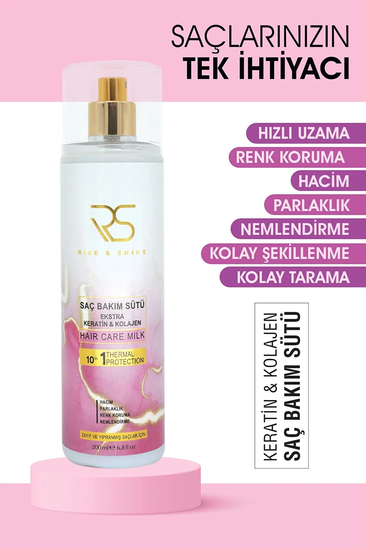 rise and shine Keratin Kolajen Saç Bakım Sütü 200 ml RS001