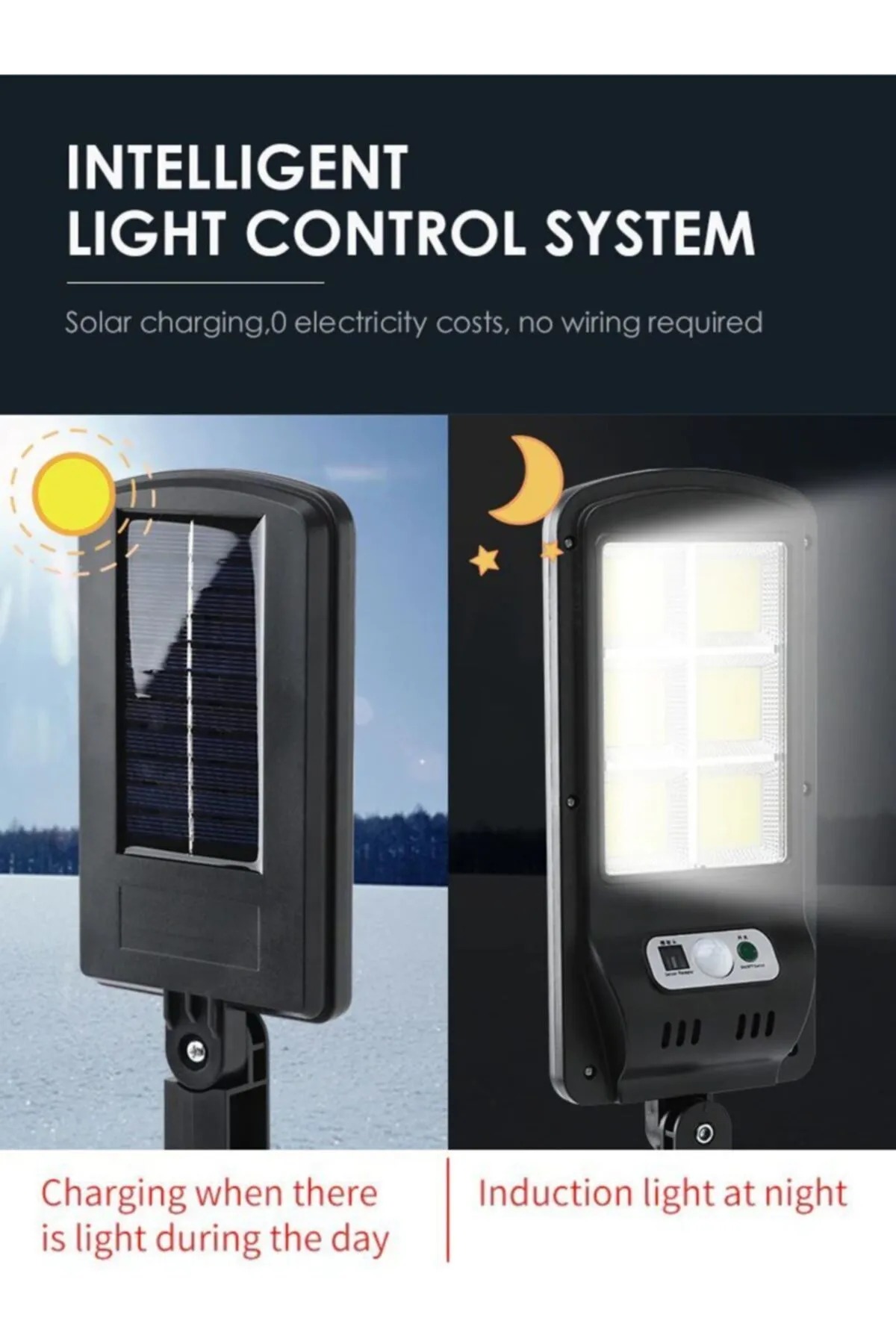 YIWU Solar Güneş Enerjili Led Bahçe Aydınlatması 120 Ledli 3 Modlu Hareket Sensörlü Su Geçirmez Lambası solarled120